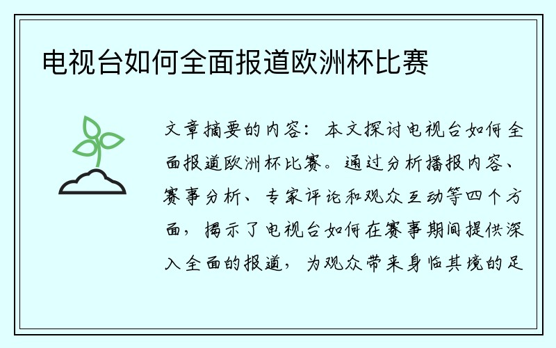 电视台如何全面报道欧洲杯比赛